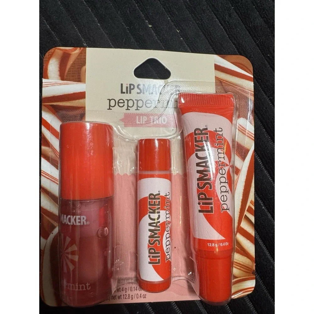 Lip Smacker Peppermint Holiday Lip Trio Set Lip‎ Oil Balm Mint Gift New